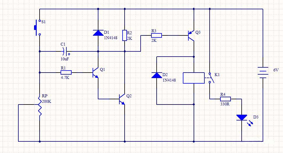 三極管開關(guān)延時(shí)電路